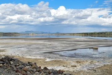 Arid landscapes against sky, Lake Magadi, Kenya