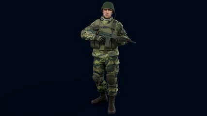 Male soldier 3d render, 3d model.