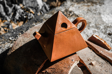 Earthenware chinese teapot for tea ceremony. 