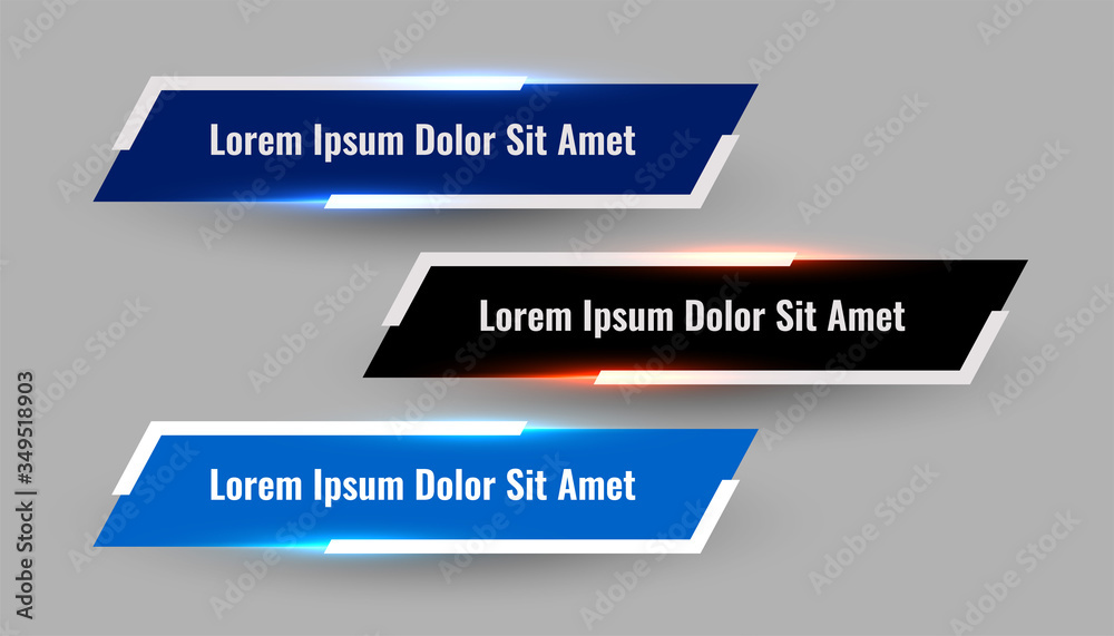Wall mural three shiny geometric lower third modern template