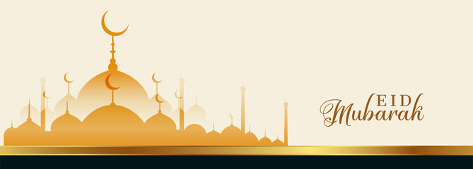 eid mubarak islamic festival golden banner design