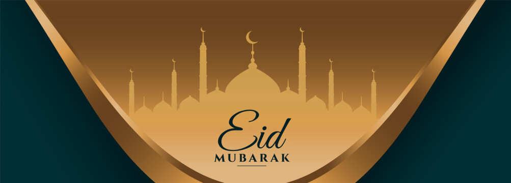 festival banner of eid mubarak with mosque design