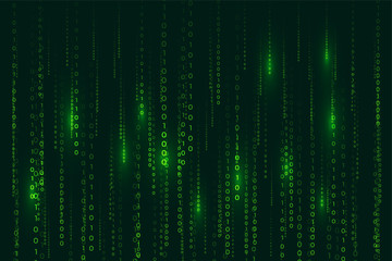 matrix style binary code digital background with falling numbers