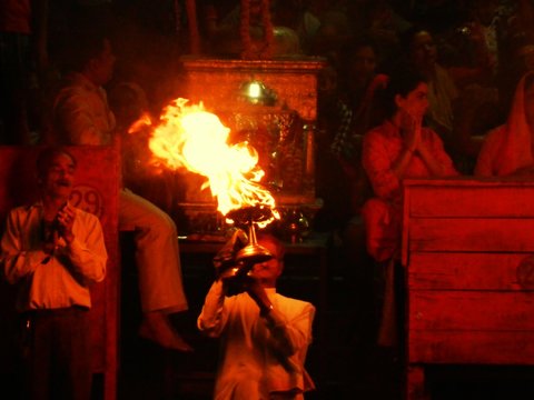 Man Performing Arti At Ganges River