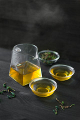 chinese traditional tea ceremony on black background 