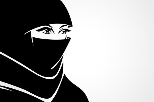 HIJAB logo Design, woman wear paranja. hijab logo. vector illustration icon.