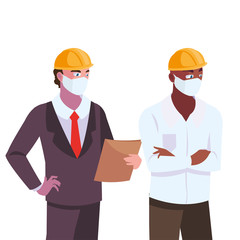 civil engineers with pollution masks