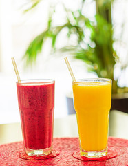 Fresh fruit and vegetable smoothie. Healthy lifestyle concept 