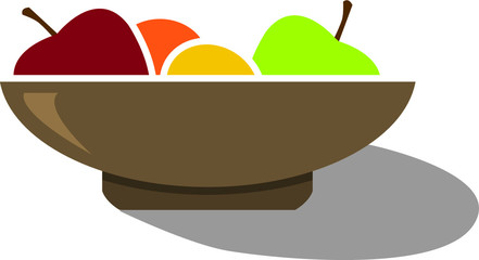 Fruit bowl vector icon color