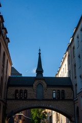 church, architecture, tower, cathedral, building, religion, old, europe, city, sky, town, landmark, medieval, travel, religious, gothic, catholic, tourism, historic, history, ancient, blue,wroclaw,pol