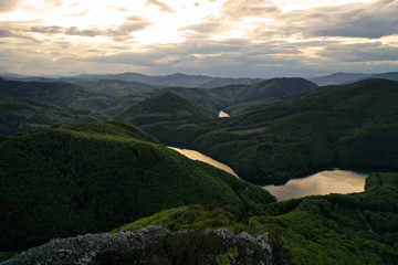 View of water reservoir Ruzin in Slovakia - Sunset
