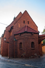architecture, church, tower, building, old, castle, europe, medieval, brick, city, sky, history, stone, landmark, town, poland, historic,blue, ancient, religion, travel, gothic, roof, historical,wrocl