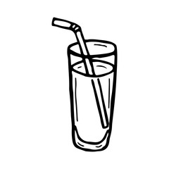 continuous line drawing of hand holding a glass of cocktail vector illustration doodle