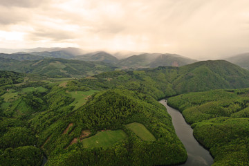Aerial view of water reservoir Ruzin in Slovakia