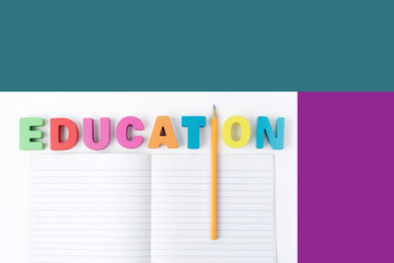 Orange Pencil Instead ' I ' with Multicolored Wooden Letters 