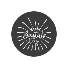 Happy bastille day and firework decoration, block silhouette style