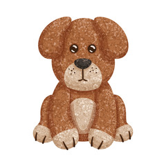 Textured cartoon dog illustration. On white background.
