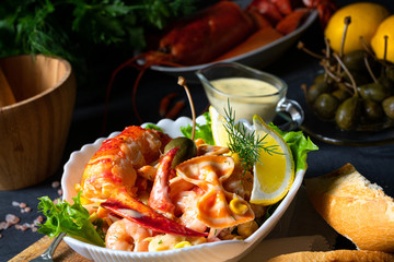 Lobster - crab salad with pasta