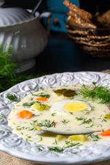 Dill soup with egg and fresh dill