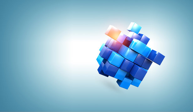 Glowing cubes. Innovation and creativity concept