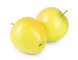 yellow apple isolated on white background with clipping path and full depth of field