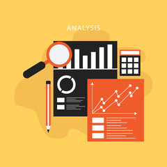 Vector illustration of data analysis and financial research with "data analysis" financial data concept