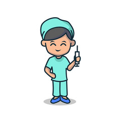 simple minimalist female nurse mascot logo design template 