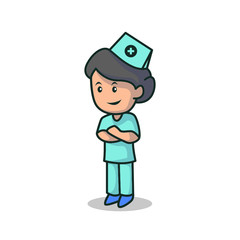 simple minimalist female nurse mascot logo design template 