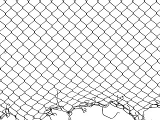 damage wire mesh on white background - 349528131