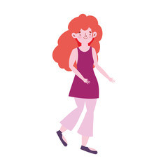 cute young woman standing cartoon character isolated icon design