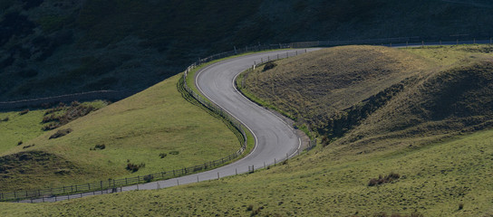 Aerial view of the road in the Peak District