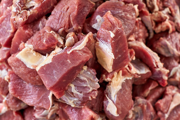 fresh slice of beef, top view