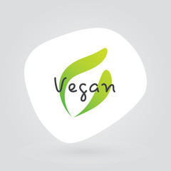 Vegan icon. White, gray, green gradient vector sign. Illustration symbol for food, label, product sticker, healthy eating, design, menu
