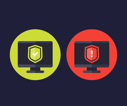 data protection icons, flat vector