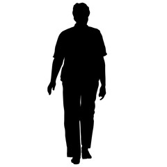 Silhouette of a walking girl on a white background