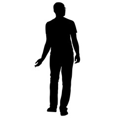 Silhouette of a walking man on a white background