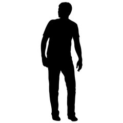 Silhouette of a walking man on a white background