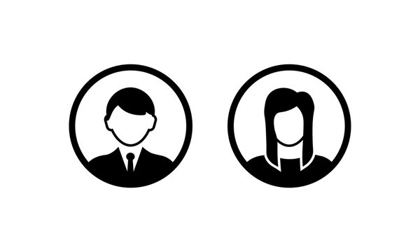 Male and female user icon. Avatar man and women on isolated white background. EPS 10 vector