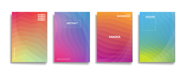 bright gradient color abstract line pattern background cover design. modern background design with trendy and vivid vibrant rainbow color. blue violet red orange green placard poster cover template