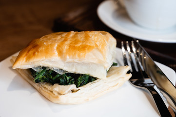 Spinach croissant sandwich