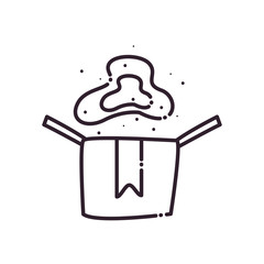 Virus over box line style icon vector design