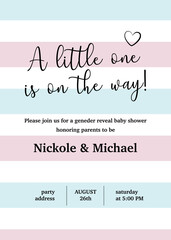A little one is on the way!  Gender reveal party invitation card vector design