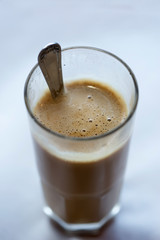 White coffee in glass, Morocco 
