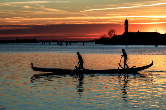Tramonto in Laguna lezione di voga