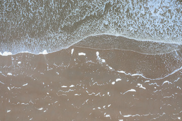 Drone aerial shot from the beach in Ouddorp in the Netherlands, North Sea