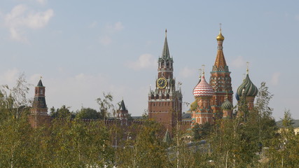 Moscow Red square. St Basils cathedral and Spasskaya tower