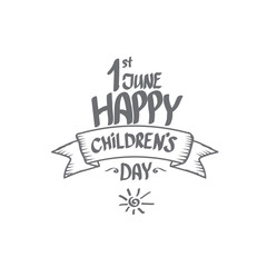 1 june international childrens day icon or label isolated on white background. happy Children day greeting card. kids day poster. Children day banner