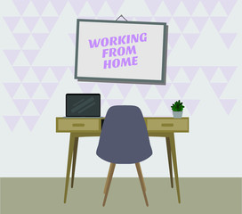 Working from home desk vector