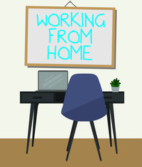 Working from home desk vector