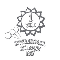 1 june international childrens day icon or label isolated on white background. happy Children day greeting card. kids day poster. Children day banner